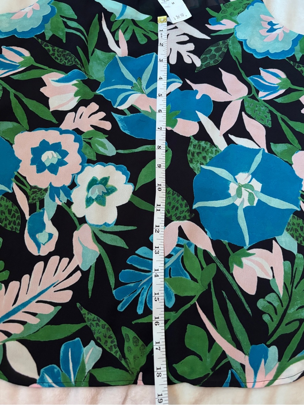 NWT LOFT Floral Cami Tank Top Medium Blue Pink Tropical Sleeveless Blouse - Picture 7 of 7